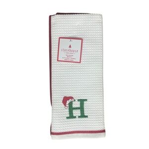 NWT Storehouse Holiday Set of 2  Kitchen Towels with Initial “H”
